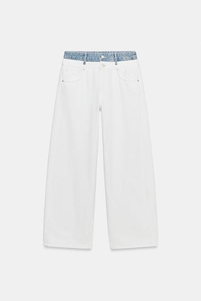 DOUBLE WAISTED DENIM JEANS