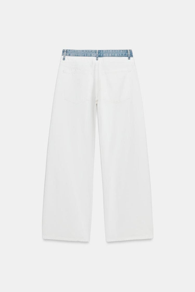 DOUBLE WAISTED DENIM JEANS