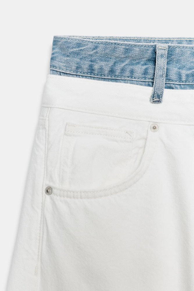 DOUBLE WAISTED DENIM JEANS