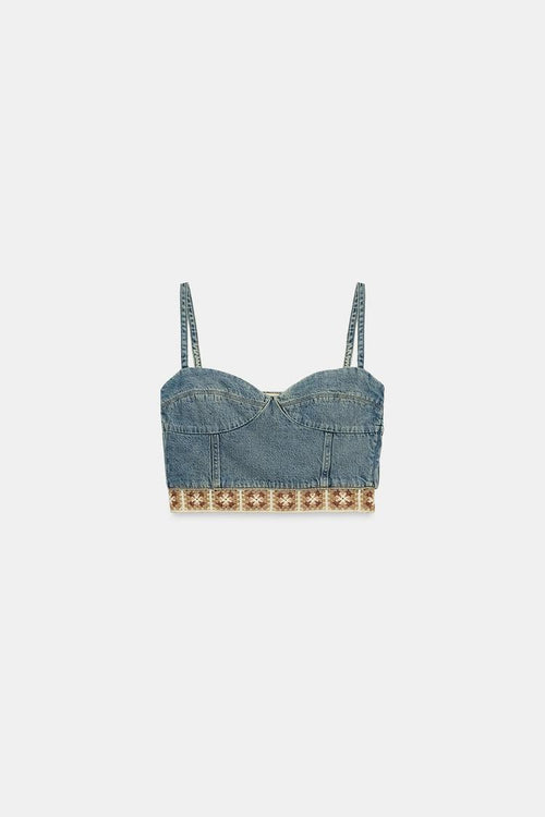 Top Denim Crochet