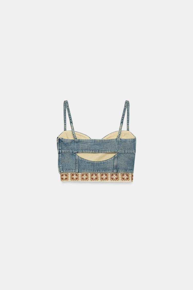 Top Denim Crochet