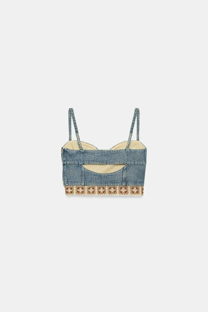 Top Denim Crochet