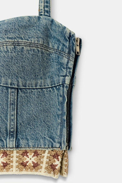 Top Denim Crochet